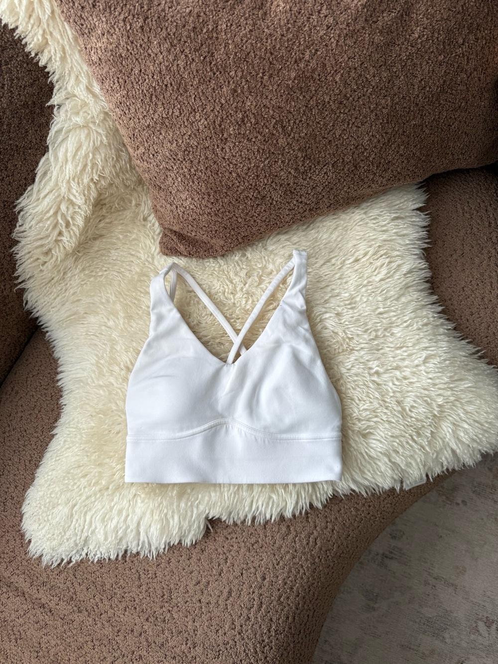Lululemon In Alignment Longline Bra in White